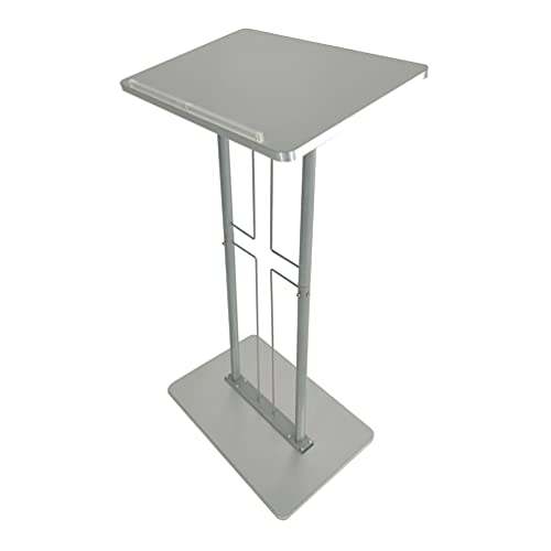 FixtureDisplays® Lectern, Pulpit, Podium for Floor, Cross Design, Steel & MDF - Silver 119759