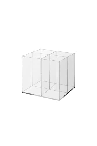 Square Organizer 4 Compartment Acrylic Clear Desktop Storage Box for Makeup, Office Supplies, Crafts - 4.3 x 4.3 x 4.3 inches - Clear