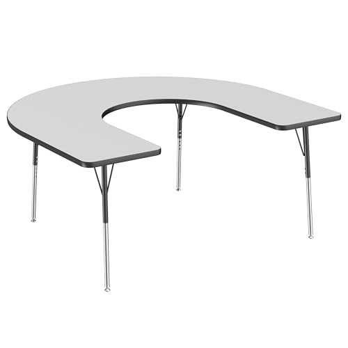 FDP 60" x 66" Horseshoe Table with Swivel Glide Legs - Gray/Black