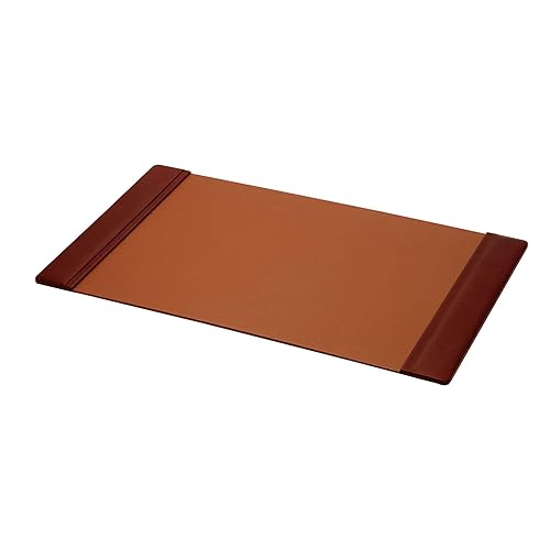Dacasso 25.5" x 17.25" Mocha Leather Desk Pad w/Side Rails - Executive Desk Surface Protector - Luxury Leather Blotter for Writing