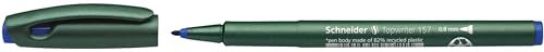 Schneider Topwriter 157 Fiber Tip Pen, 0.8 mm, Green Barrel, Blue Ink, Box of 10 Pens (115703)