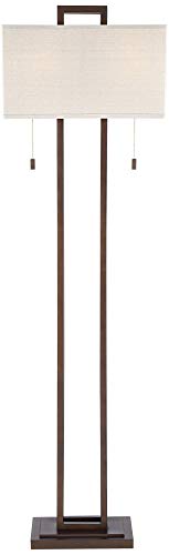 Gossard 62" Tall Pull Chain Linen Shade Bronze Floor Lamp Living Room
