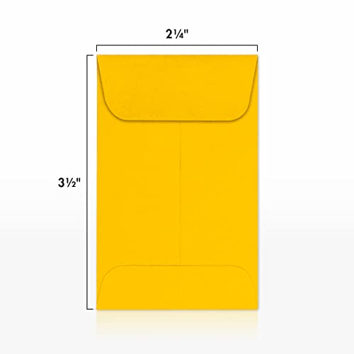 LUXPaper #1 Coin Envelopes | 2 1/4" x 3 1/2" | Sunflower Yellow | 80lb. Text | 1,000 Qty