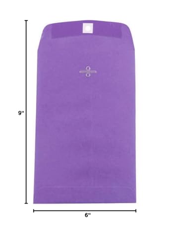 JAM PAPER 6 x 9 Open End Catalog Colored Envelopes with Clasp Closure - Violet Purple Recycled - Bulk 250/Box
