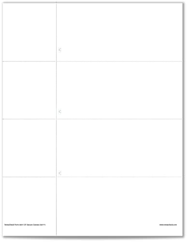 VersaCheck Secure Checks - 750 Blank Business or Personal Wallet Checks - White Canvas - 250 Sheets Form #3001-3 Per Sheet