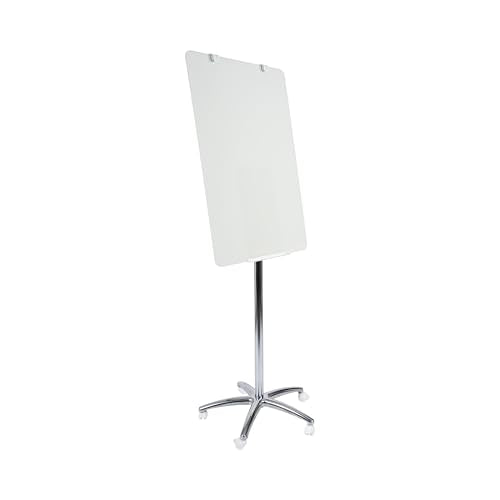 Bi-Office Business Glass Board with Moving Easel and Flip Chart with Wheels