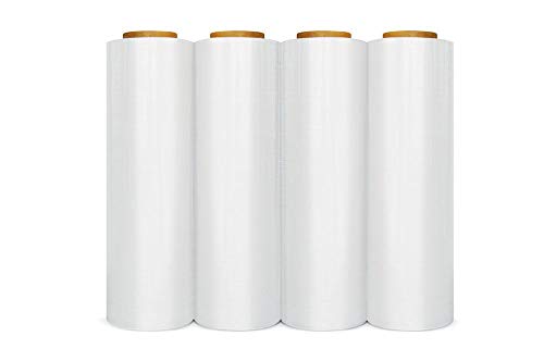 4 Rolls Heavy Duty 18" x 1500 ft 80 Gauge Premium Clear Pallet Wrap Stretch Wrap Shrink Film - Best Quality 40 Lb Per Case Industrial Grade