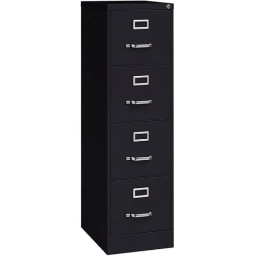 Scranton & Co 4-Drawer Metal Vertical Filing Cabinet, 22 in Depth, Black Finish, Letter Width, Durable Steel Construction, Locking Mechanism, Compact Design for Office or Home Workspace Storage