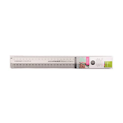 Vaessen Creative Metal Safety Ruler Aluminium, 30 cm, for Safe Measuring, Cutting Various Materials and Crafting with Paper, Non-Slip