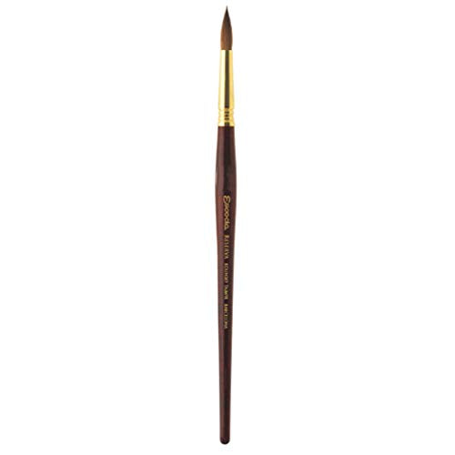 Escoda Reserva 1212 Series Artist Watercolor Short Handle Paint Brush, Pure Kolinsky-Tajmyr, Round, Size 6