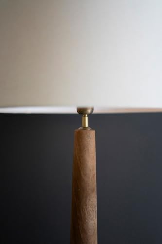 First of a Kind Tall Wooden Floor Lamp - with Fabric Shade Stained Brown Transitional Indoor Accent Lighting