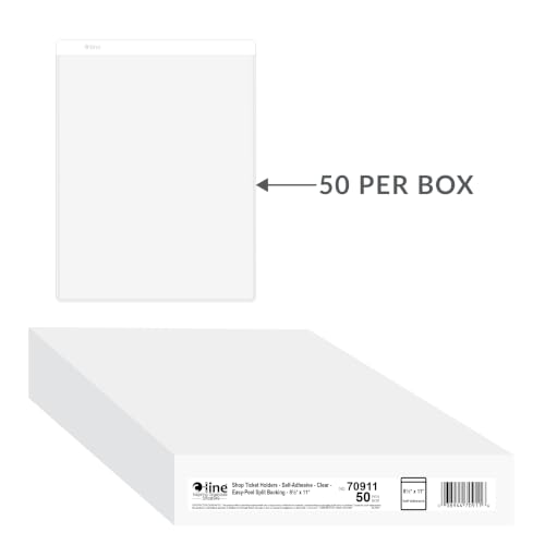C-Line Self-Adhesive Shop Ticket Holders, 8.5 x 11, Clear, 50/BX (70911)