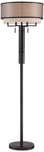 Alamo 62" Tall Bronze Double Shade Floor Lamp Living Room