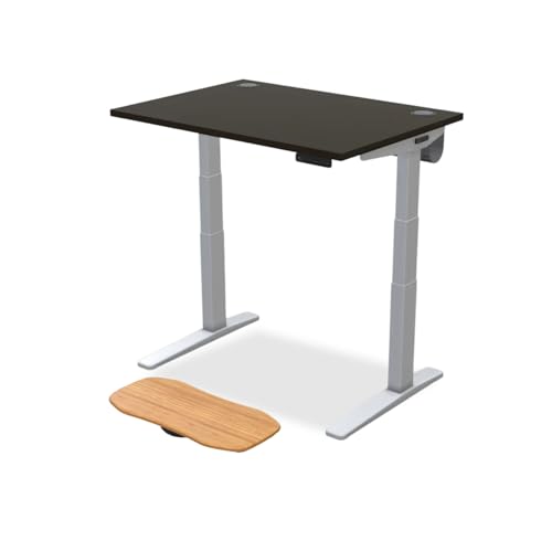 UPLIFT DESK Black Bamboo (42 x 30 inch) Standing Desk 2-Leg V3 Adjustable Stand Up C-Frame (Gray), Advanced Keypad, Wire Grommets, Wire Tray, Rocker Board