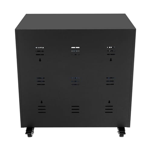 MELONGKAYLON 20-Device Charging Cabinet and Station for Laptops/Tablets/Chromebooks, Lockable Wall-Mount Or Tabletop Steel Storage with Cable Management, Fits Up to 8" Devices, Black (40-Device)