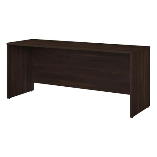 Pemberly Row Credenza Desk, 72W x 24D x 30H, Engineered Wood, Black Walnut Finish, Thermally Fused Laminate Surface, Commercial Office Desk with Wire Management System for Workspace Organization