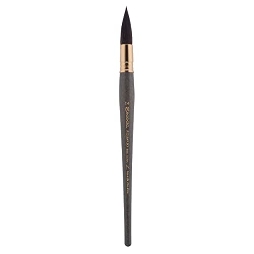 Escoda Aquario Gold Series 1140 Joseph Zbukvic Artist Watercolor and Acrylic Paint Brush, Short Handle, Round Mop, Petit Gris Natural Squirrel Hair (Size 14)
