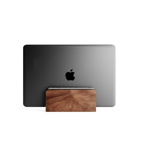 Raico Verical Laptop Stand MacBook Walnut Wood Dual Laptop Vertical Setup Holder Stand (Walnut Wood, Single Slot | Adjustable)