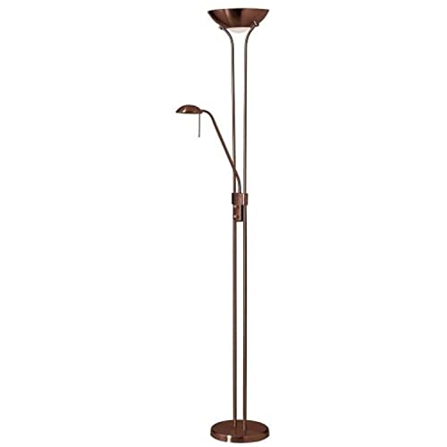 Dainolite Mother & Son Torchiere Floor Lamp with Adjustable Reading Light - Oil Brushed Bronze Finish