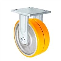 6" x 2" Dual Wheel Caster | Polyurethane on Aluminum | Rigid Dual Wheel Caster | 1,500 lbs Per Caster
