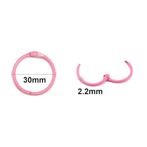 Notebook Rings 100pcs Loose-Leaf Ring Calendar Notebook Accessories Opening Iron Binder Clips for Book Binding(Light Pink)