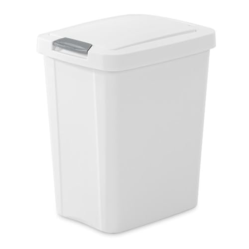 Sterilite TouchTop Plastic Wastebasket, 7.5 Gallon, White, 16-Pack
