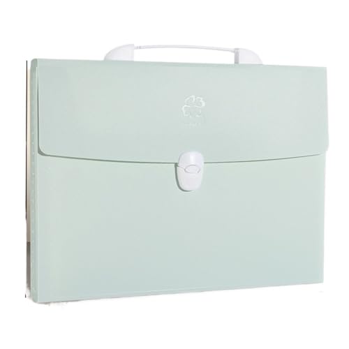 File Folder 13 Pockets A4 Size Expanding Wallet File Folder Paper Document Storage Organ Bag Holder Office School Organizer(Green)