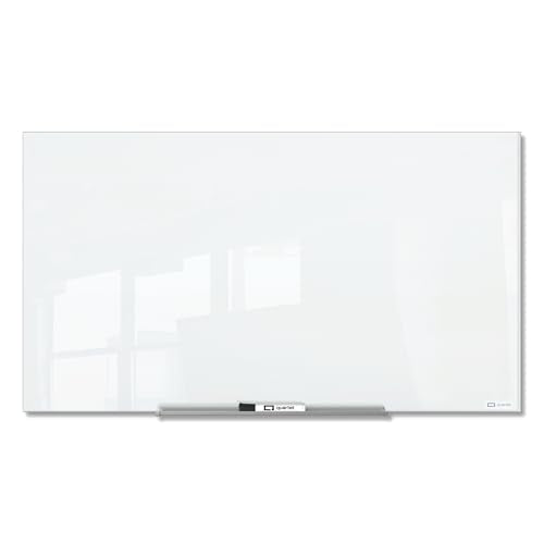 Quartet Magnetic Dry Erase Board, 96" x 48" Glass White Board for Wall, Frameless, InvisaMount, White (Q25F04IMW)