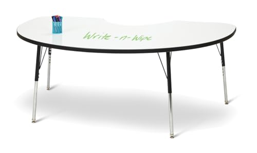 Jonti-Craft Berries 6433JCA420 Round Dry Erase Tables, A-Height (24"-31" Adjustable Height), 48" Diameter, Write-n-Wipe/Black/Black