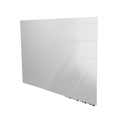 Aria 4'H x 4'W Magnetic Low Profile 1/4" Glass Whiteboard - Gray - 4 Rare Earth Magnets, 4 Markers and Eraser