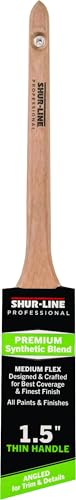 Shur-Line Pro 1.5 in. Thin Angled Paint Brush, for Cutting in Trim Edges and Detail Painting with Latex and Oil Paints, Case of 10