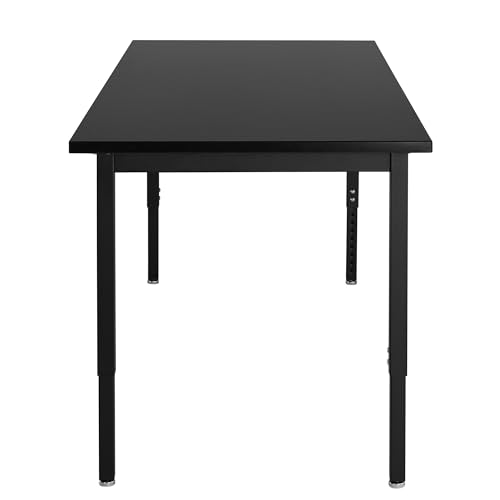 National Public Seating, Steel HT ADJ Lab Table 30X72 Chem Resist Top Black, Height 37 in, Width 30 in, Length 72 in, Model# SLT3-3072C