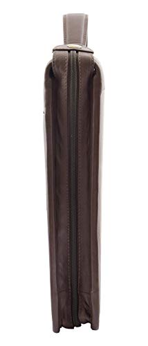 Brown Leather A4 Ring Binder Folio Office Bag File Folder Meetings Zip Organiser Braga