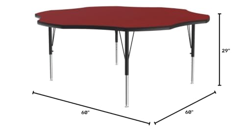 Correll 60" Flower HPL Classroom Adjustable Activity Table, Red/Black