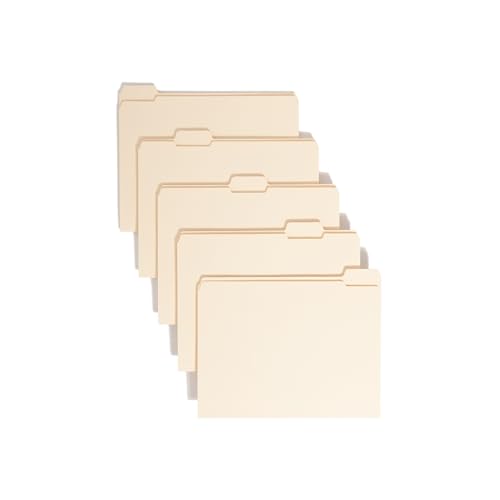 Smead File Folder, Reinforced 1/5-Cut Tab, Assorted Positions, Letter Size, Manila, 100 per Box (10356)
