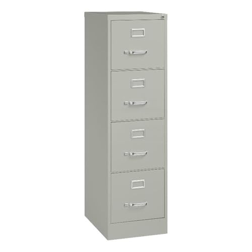 Scranton & Co 4 Drawer Metal Filing Cabinet, 22" Deep, Lockable Top Drawer, Light Gray Steel Vertical File Cabinet for Office, Fully Assembled