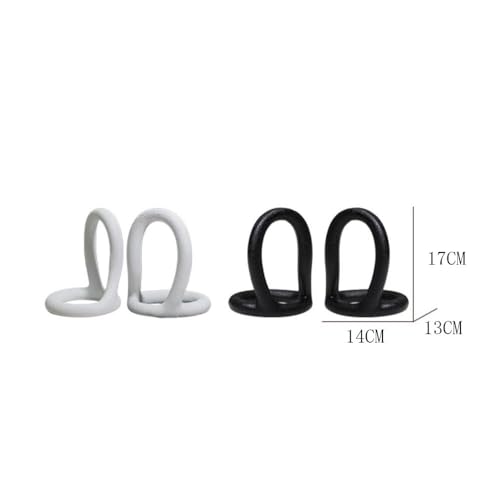 Book Organizer Book Ends, Desk Decoration Minimalist Ring Resin Bookends for Home, Library(White)