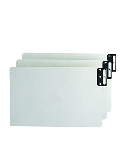 Smead 100% Recycled End Tab Pressboard File Guides, Vertical Metal Tab (A-Z), Extra Wide Legal Size, Gray/Green, Set of 25 (63276)