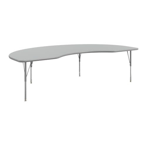 Flash Furniture 96" x 48" Kidney Activity Table, Gray, Short Legs