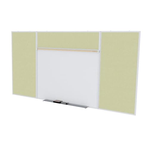 Ghent Style E 4 x 10 Feet Combination Board, Porcelain Magnetic Whiteboard and Vinyl Fabric Bulletin Board, Caramel , Made in the USA