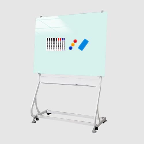 TRUNXUCL Dry Erase Board with Stand, Rolling Whiteboard on Wheels, Standing White Board Magnetic, Height Adjustable(Green,90x120cm/35x47in)