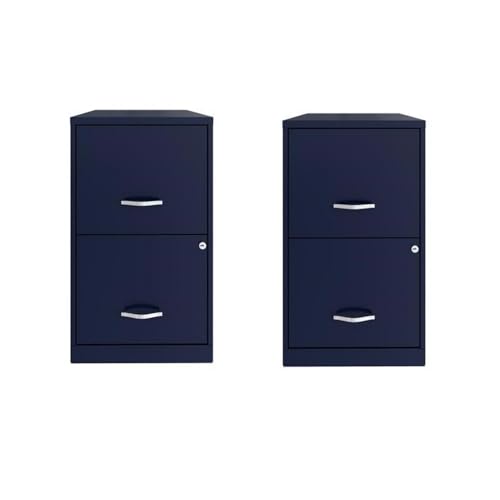 Home Square Set of 2 2 Drawer Metal File Cabinet in Navy