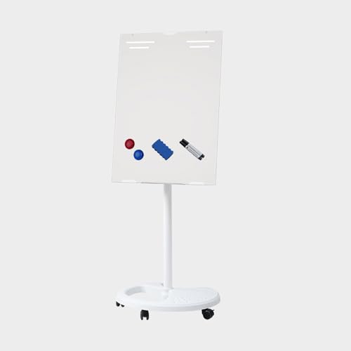 TRUNXUCL Magnetic White Board with Wheels, Rolling Whiteboard, Dry Erase Board with Stand, Adjustable Height and Angle(White,60x90cm/24x35in)