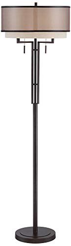 Alamo 62" Tall Bronze Double Shade Floor Lamp Living Room