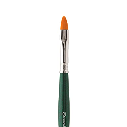 Escoda Barroco Series 1512 Artist Watercolor & Acrylic Paint Brush, Synthetic Gold Taklon Filament, Bright, Size 22