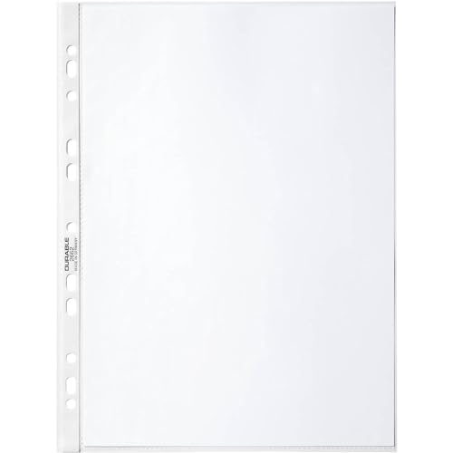 Durable 1000 PP A4 Glass Clear Punched Pockets (40x25 Packs)