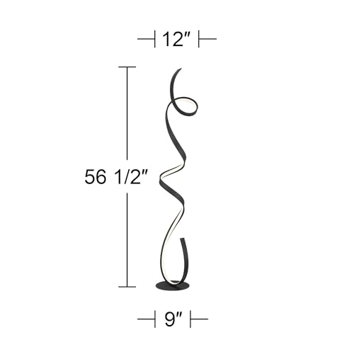 Helix 56 1/2" Tall Modern Ribbon LED Floor Lamp Black Living Room