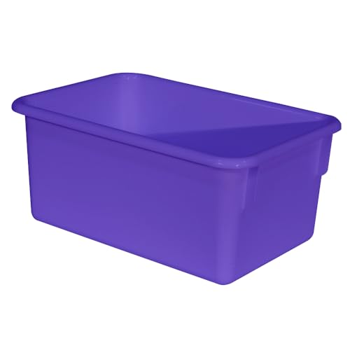 Wood Designs Cubby Storage Bin, Heavy Duty Plastic Containers for Kids Purple Cubby Tray Set of 12