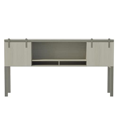 Safco Mirella Modern Wood Hutch with Sliding Doors in White Ash