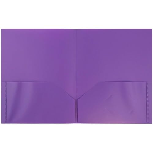 JAM PAPER Plastic 2 Pocket POP Folders - Durable School Folders - Assorted Fashion Colors - Bulk 48 Folders/Box (8 Assorted Packs of 6)